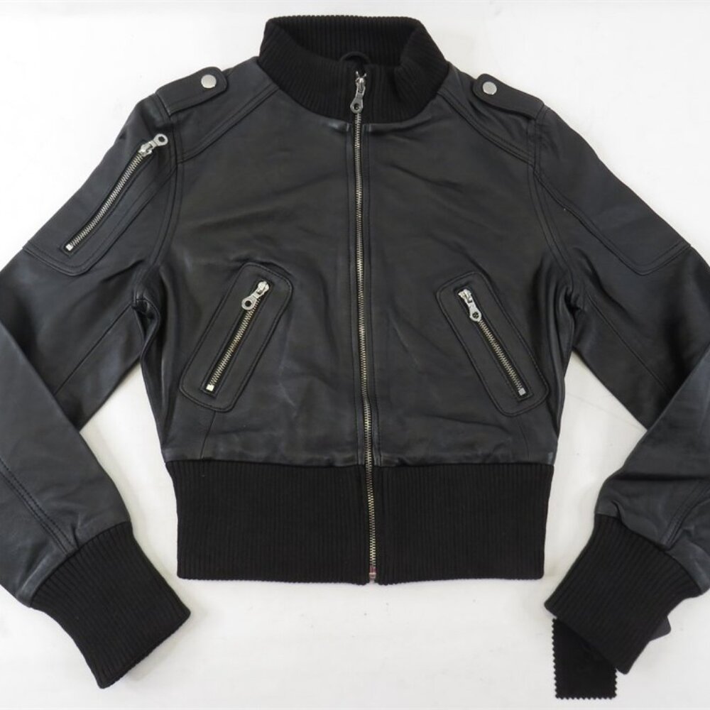 UNIQUISM NEW YORK 100% Genuine Lambskin Leather Jacket Black NWT $850